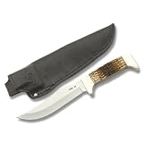 Case Knives 3767 772-6 SS Pattern Utility Fixed Blade Knife with Peach Seed Jigged Amber Bone Handles