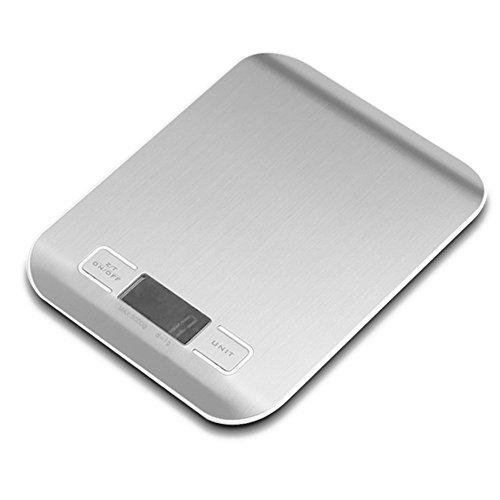 BOGZON High-grade Household Stainless Steel Electronic Kitchen Scale, Metal Electronic Balance for Baking, Medical Material & Foodstuff, Powered by 2 * AAA Batteries, White Color