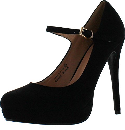 Bella Marie Tamika-13 Women's almond toe platform high heel mary jane squeaky suede pumps shoes