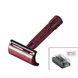 Red/Black Bakelite Safety Razor in plastic box with blades