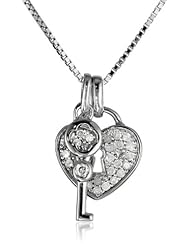 Sterling Silver 1/4cttw Diamond Key Pendant Necklace, 18"