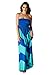Charm Your Prince Women's Sleeveless Chevron Empire Maxi Dress Aqua Blue Turquoise