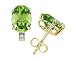 12X10mm Oval Peridot and Diamond Stud Earrings in 14K Yellow Gold