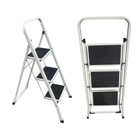 3 Step Heavy Duty Ladder Steel Frame Non Slip Step Mats