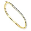 Gold IJ Diamond Bangle Bracelet 7"