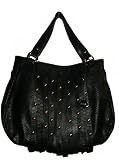 Women's Large Furla Topazio Genuine Leather Italian Tote Handbag (Onyx)