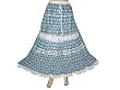 New Bollywood Fashion Womens Skirts White Blue Floral Print Lace Work Cotton Skirt 39"