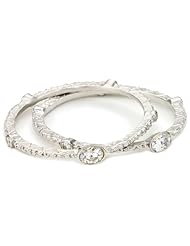 Devon Leigh "Bold Silver" Rhodium Dipped Cubic Zirconia Bangle Bracelet Set
