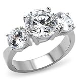 2.75 Ct. Stainless Steel Classic Engagement Ring for Women with Clear Round Cubic Zirconia, Size 5,6,7,8,9,10