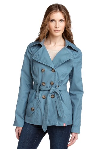 edc by ESPRIT Damen Trench Coat  012CC1G006, Gr. 34 (XS), Blau (vancover blue 467) Preisvergleich