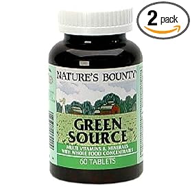 Nature's Bounty Green Source Multi Vitamins & Minerals with Whole Food Concentrates, 60 Tablets (Pack of 2)