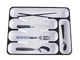 Present Time Cutlery Melamine Flatware Tray, Black and White