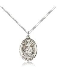 .925 Sterling Silver Saint St. Christina the Astonishing Pend 3/4 x 1/2 Inches Psychiatrists/Therapists-8320- Comes with a .925 Sterling Silver Lite Curb Chain Neckace And a Black velvet Box