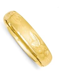 14k Yellow Gold 13/16 Oversize Florentine Engraved Hinged Bracelet Bangle