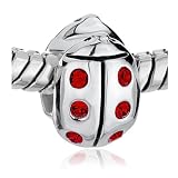 Pugster Red Crystal July Birthstone Ladybug 925 Sterling Silver Jewelry Beads Fits Pandora Charm Bracelet