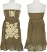 CUTE OPTIONS Strapless Floral Embroidered Dress [7697], Olive, Medium