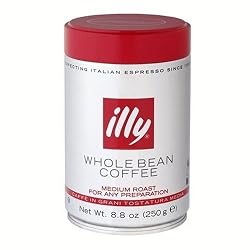 Illy roasted espresso coffee beans. 8.8oz coffee can