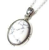 シルバー925*SILVER925★BIG★ホワイトバッファローオーバルペンダントの画像
