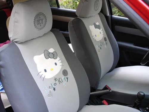 6pcs Hello Kitty Universal Car Seat Cover... Gray - With Free Gift of Non-slip Dash Grip Pad Mat