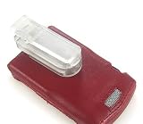 Motorola Razr V3 V3c V3i V3m Red/Burgundy Leather Wrapped Snap-on Crystal Case Cover with Removable Ratcheting Belt Clip