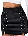 PROGRACE Black High Waist Lace Up Faux Suede Bodycon Tight Winter Skirt for Women S
