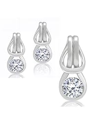Bling Jewelry Sterling Silver CZ Love Knot Pendant and Earrings Set