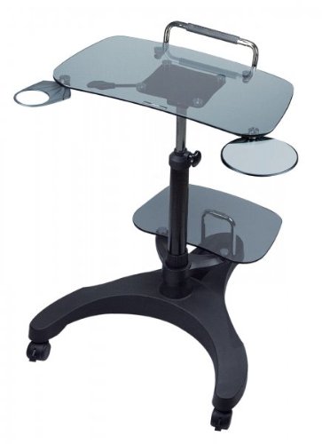 PopDesk with Printer Shelf / Tempered Safety Glass (Smoke) (39.76