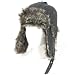 Wool Pinstripe Faux Fur Pilot Trapper Trooper Ski Hat Gray Large Extra Large