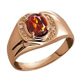 1.11 Ct Oval Orange Red Madeira Citrine and White Topaz 18k Rose Gold Ring