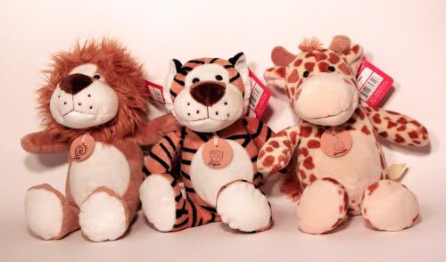 3-Pack 8" Jungle Animal Plush Set - Includes Tiger, Lion and Giraffe Plush Animals - These Make Perfect Jungle Theme Décor or Soft Play Toys