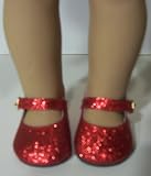 Red Glitter Sparkle Doll Shoes for American Girl Dolls and 18 Inch Dolls