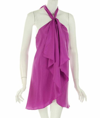 Lauren by Ralph Lauren Petite Top, Tienna Silk Ruffle Halter Sugar Plum P/L