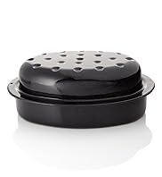 Vitreous Enamel Oval Lidded Roaster