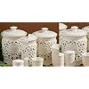 TEA COFFEE SUGAR JAR CANISTER STORAGE SET CERAMIC LACE