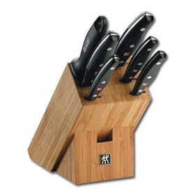 Twin Pollux Knife Block Bamboo with 7 Pieces Cutlery Set