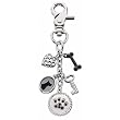 Black Crystal Dog Paw Handbag Charm Keychain