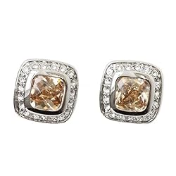 Topaz Cubic Zurconia and Clear Crystal Earrings Fashion Jewelry