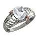 1.64 Ct Oval White Topaz Orange Sapphire 10K White Gold Ring