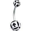 White Black Spades Playing Card Belly Ring