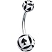 White Black Spades Playing Card Belly Ring