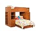 Twin Size Loft Bunk Bed with Writing Desk Contemporary Style in Sunny Pine Finish