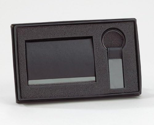 Metal Card Case/Key Chain Gift Set - Gun Metal Finish