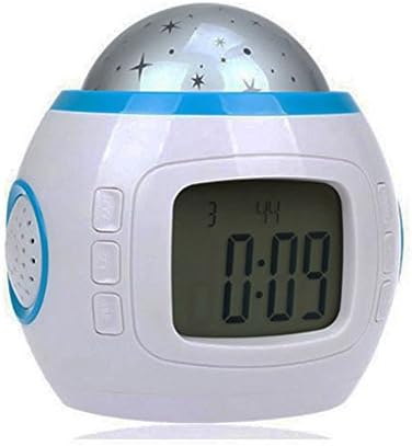 Lisam Star Sky Projector Led Nightlight Alarm Clock with Volume Control Nature Sounds Music Player, Calendar and Thermometer for Children Bedroom, Starry Night Room Decoration, kids good sleeping toy
