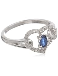 Sterling Silver Sapphire Heart Shape Ring, Size 7