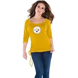 Touch by Alyssa Milano Pittsburgh Steelers Women's 3/4 Sleeve Team Organic Top Small
