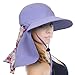 Sun Blocker Sun Hats for Women Summer Beach Flap Hat Large Brim Packable Purple One Size