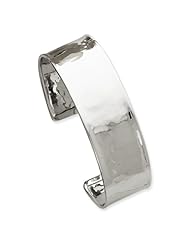 14k White Gold 19mm Lightly Hammered Polished Bangle