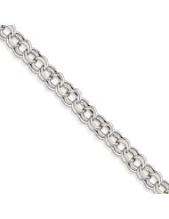 14k White Gold Lite 7.5mm Double Link Charm Bracelet