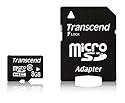 Transcend MicroSDHC 8GB Speicherkarte mit SD Adapter