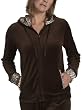 NYL New York Laundry Women's Cougar Print Lined Hoodie Velour Jacket